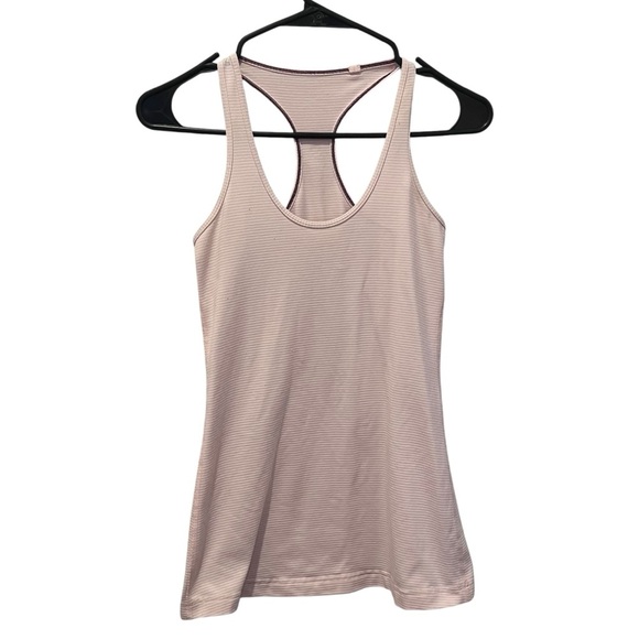Lululemon Pink & White Striped Racerback Tank Top Size 2 athletic yoga workout - Picture 1 of 6